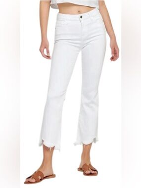 Hidden "Happi" White Frayed Crop Flare Jeans - New With Tags